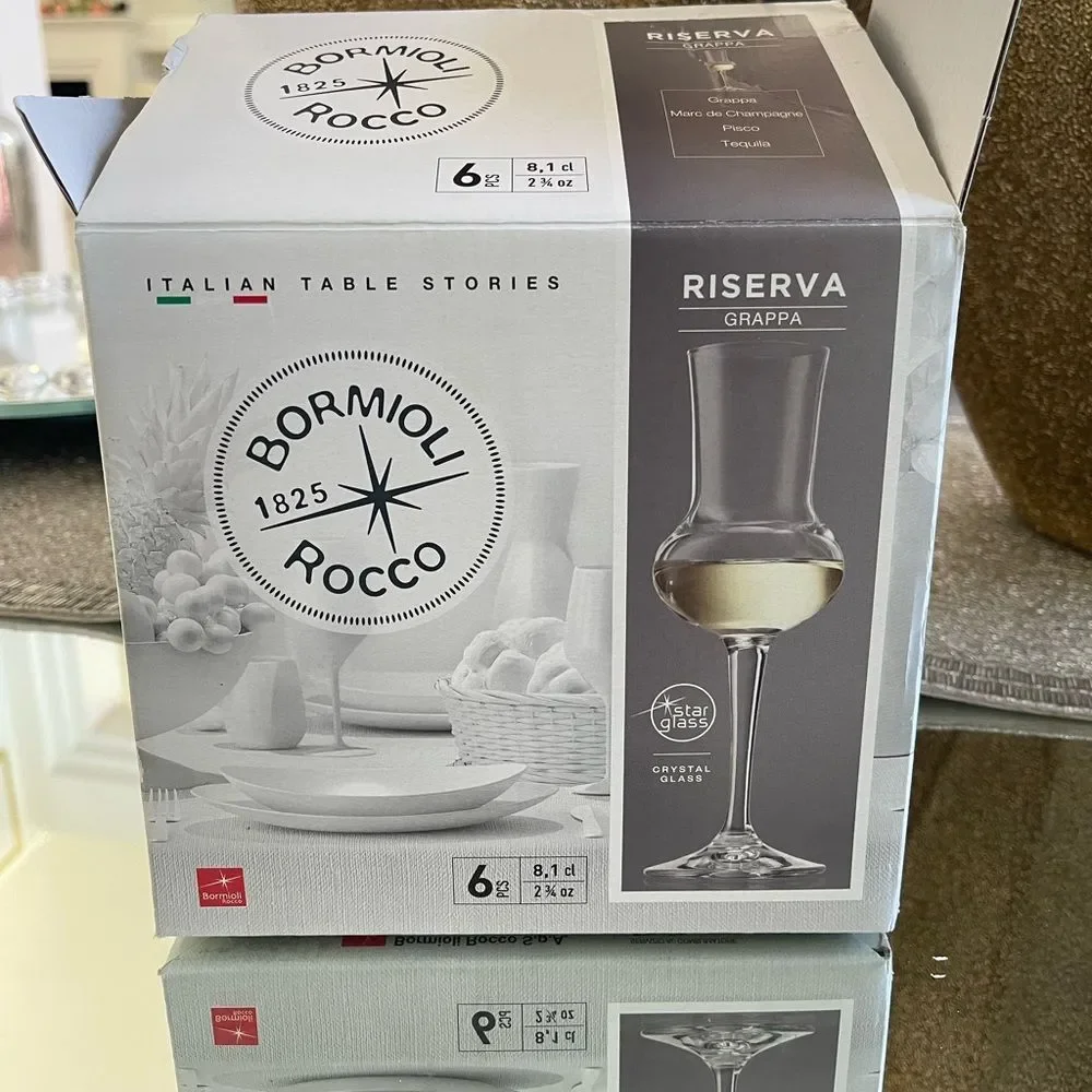 Bormioli Rocco Set of 6 Riserva Grappa Glasses - 2.75 oz.